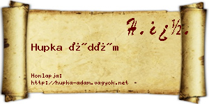 Hupka Ádám névjegykártya