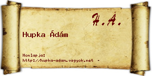 Hupka Ádám névjegykártya